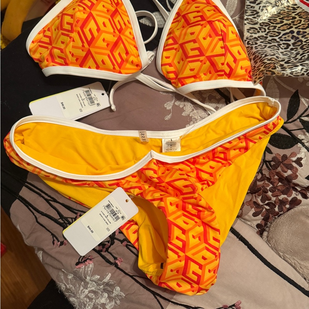 Guess by Marciano Yellow and Orange Bikini